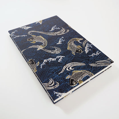 御朱印帳 凛然 蒼金双鯉図 波間ノ蒼鯉