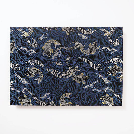 御朱印ホルダー 見開きサイズ 凛然 蒼金双鯉図 波間ノ蒼鯉