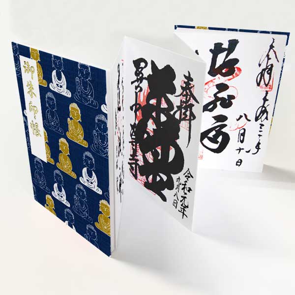 Goshuin book "Hot Japanese pattern" Big Buddha blue
