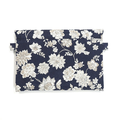 Goshuin book holder Fukusa type "Apparel" Flower navy blue (Hanakonjo)